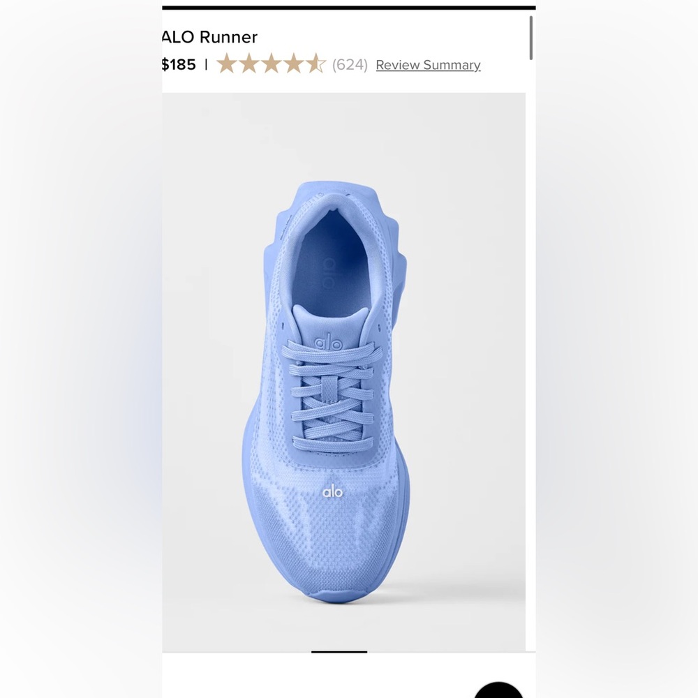 In Search Of! Alo Runner ISO women’s Crystal Clear Blue color in size. 8.5